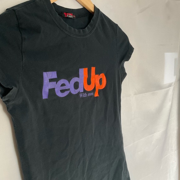 Vintage 90s Y2K Fed Up With Men Funny Graphic Baby Tee - Picture 5 of 5